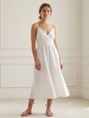 Vintage 90's Mossimo Pure Linen White Midi Sundress 12